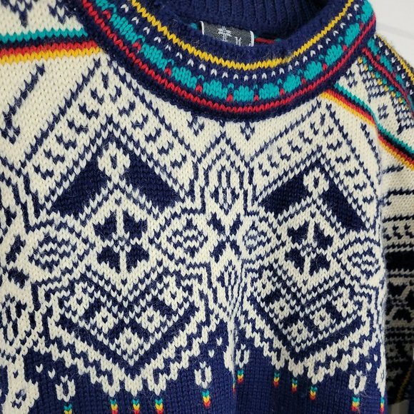 Mens Vintage Dale of Norway Fair Isle Pullover Wool Sweater Size Medium - Picture 2 of 7